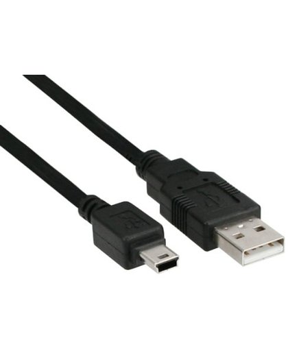 InLine® USB 2.0 Mini-Kabel, stekker A naar Mini-B stekker (5pol.), zwart, 2m