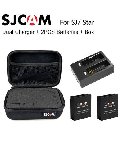 MyXL Originele 2 STKS Batterij 1000 mAh Oplaadbare Li Dual Charger + SJCAM Medium Size Opbergdoos voor SJ7 actie Camera