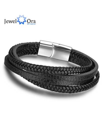 MyXL Lederen Armbanden Voor Mannen Sieraden Rvs Armbanden & Bangles Mode Bestevoor Mannen (JewelOra BA101881)
