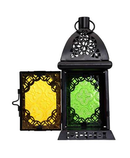 MyXL Moroccan Style Matte Cream White Cast Iron Handmade Square Scrollwork Candle Lantern Home Decoration For Restaurant Park Bedroom