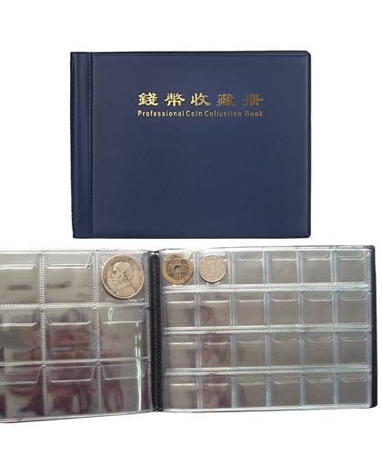 MyXL 10 Pagina 180 Coin Album Houder Munt Opslag Collection Case Pockets Tokens Medaillons Badges Boek Donkerblauw