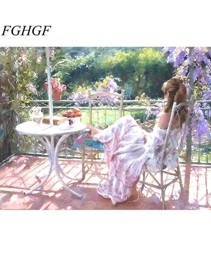 MyXL FGHGF Frameloze Pretty Girl DIY Schilderen Nummers Kits Acryl Verf Op Canvas Met x Frame Voor Woonkamer
