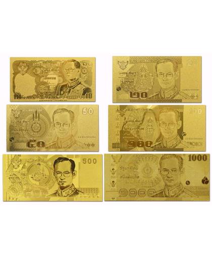 MyXL Normale goud bankbiljet Rare Thailand Set 10.20.50.100.500.1000 Papier Geld Plated Gold Papieren Collectie Relatiegeschenk