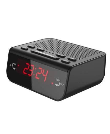 MyXL Moderne Compacte Digitale Wekker FM Radio met Dual Alarm Buzzer Snooze Sleep Timer Rode LED Time Display Klok