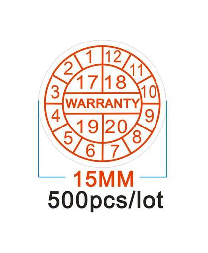 MyXL 500 stks/partij Garantie afdichting label sticker ongeldig indien beschadigd, met jaren en maanden, Diameter voor 15mm