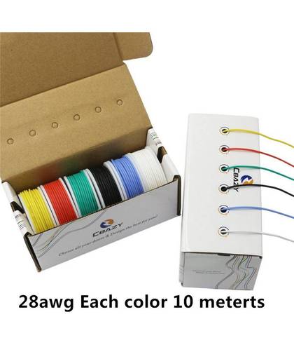 MyXL 60 meters/box 28 AWG 10 meters Elk kleuren Flexibele Siliconen Rubber Draad Vertind Koper lijn Kit 6 Kleuren DIY