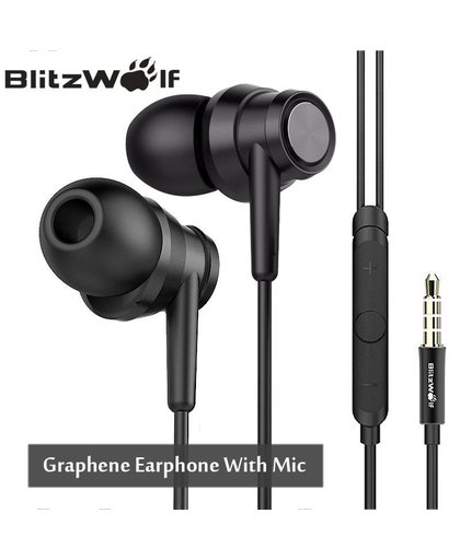MyXL BlitzWolf BW-ES1 3.5mm In-Ear Noise Cancelling Oortelefoon Stereo Oordopjes Grafeen Koptelefoon Met Microfoon Voor Mobiele Telefoon