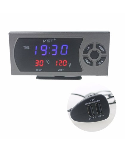 MyXL 3 in 1 VST Auto Thermometer Voltmeter Auto Indoor Outdoor Digitale Autos Auto Termometro Temperatuur Voltage Meter Wekker