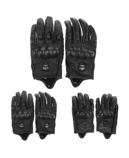 MyXL Mannen Motorhandschoenen Sporten Volledige Vinger Motorrijden Beschermende ArmorZwarte Korte Lederen Handschoenen