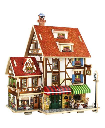 MyXL 3D Puzzel Houten Speelgoed Koffie Lodge Huis Thuis Puzzels Composiet Model DIY Hout Speelgoed voor Kinderen Kids Jongens Huis Modeling