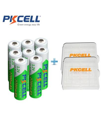 MyXL 8 X PKCELL Lage zelfontlading Duurzaam Mh 1.2 V 2200 mAh Batterij AA Oplaadbare Batterij Met 2 Stks batterij Hold Case Box
