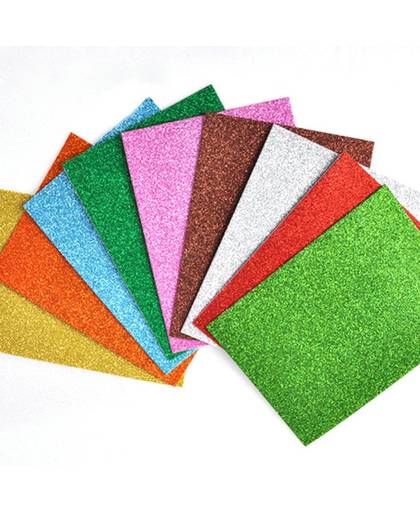 MyXL Looen 10 Stks/pak Glitter Foam Papier Voor Bruiloft Deel Decor Scrapbooking Quilling Gereedschap Multicolor Craft Origami Papier Set 8x12&#39;&#39;