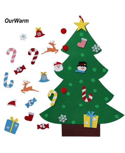 MyXL Ourwarm Kids DIY Vilt Kerstboom met Ornamenten Kinderen Kerstcadeaus voor 2018 Nieuwjaar Deur Muur Opknoping Xmas Decoratie