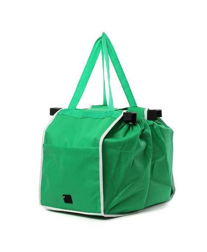 MyXL Vouwen Stof Shoping Bag Opvouwbare Tote Handtas Herbruikbare Trolley Clip Om Winkelwagen Boodschappen Kar Tassen eco tas