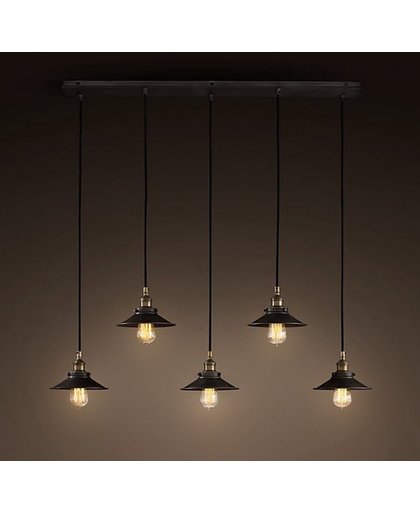 Industrieel Design Hanglamp 5 Kappen Zwart