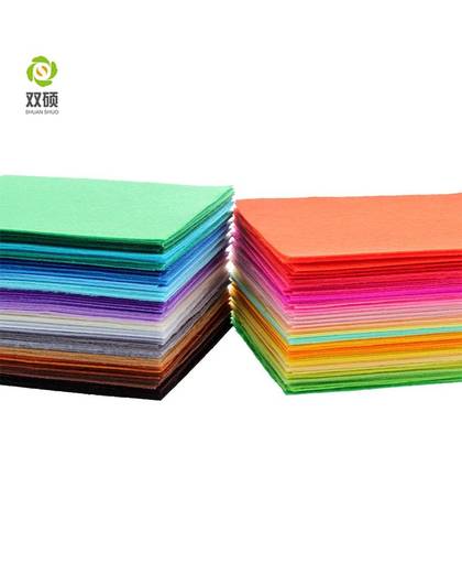 MyXL Shuanshuo Polyester Felt Fabric DIY Handmade Felt Cloth For Sewing Home Decoration 1mm Mix 40 Colors 15x15cm 5.9x5.9inch