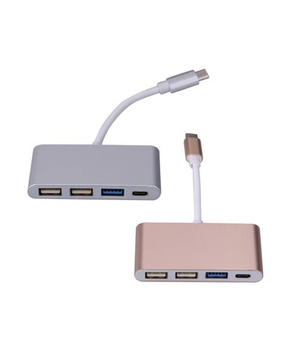 MyXL UBS 3.1 Type-C 2 USB 2.0 + USB 3.0 USB-C Poort Opladen HUB OTG Adapter Kabel voorMacBook 12   ALLOYSEED
