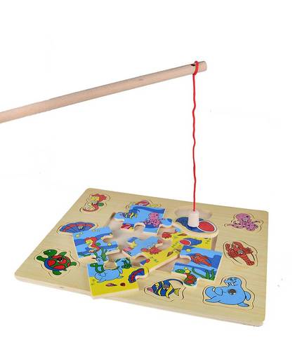 MyXL BOHS Houten Kids Magnetische Zeedieren Vissen Game Board + Puzzels, 2 in 1 Speelgoed