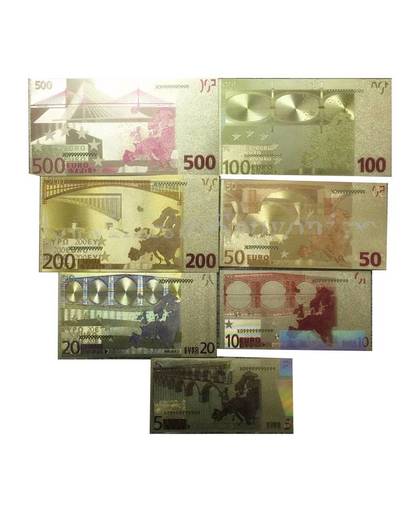 MyXL AtsKnSk 7 stks Goud Euro Bankbiljetten 5 10 20 50 100 200 500 EUR Goud Bankbiljetten 24 K Gold Euros Nep Papier Geld voor Collection