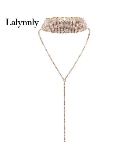 MyXL Vrouwen t logan sleutelbeen kettingen luxe crystal choker ketting strass hanger sieraden kraag ketting voor vrouwen n49631   Lalynnly