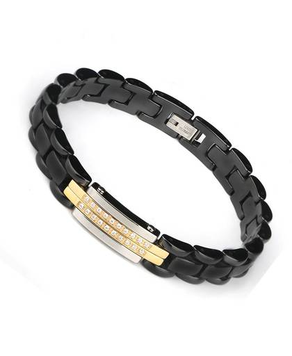 MyXL Collectie Vrouwen Armbanden 20 CM Zwart Witte Keramische Armband Wit Kristal Rvs Armband & Bangles Sieraden Voor Vrouwen
