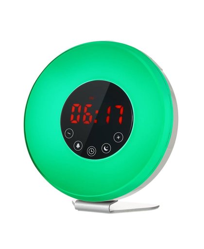 MyXL Digitale Klok met FM Radio 7 Kleuren Nachtlampje Alarm klok Snooze Functie Touch Control Wakker Licht LED Alarm klok