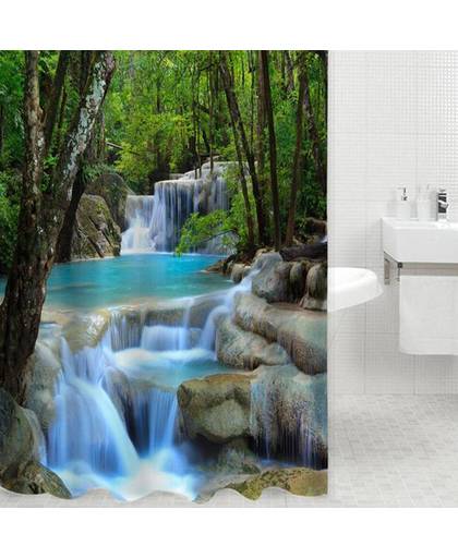 MyXL 3D Duurzaam Douchegordijn Wonderen Watervallen Groen Natuur Landschap Badkamer Mildewproof Polyester Stof Met Stof polyester