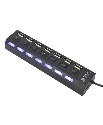MyXL 7 PORT USB 2.0 HUB Hoge Snelheid Power Kabel met LED licht Indicator OP/OFF Delen Schakelaar Adapter Voor PC Desktop Laptop Groothandel   kebidu