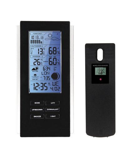 MyXL Blauwe LED Backlight Draadloze Weerstation & Sensor Temperatuur Vochtigheid Barometer RCC met Indoor Outdoor Thermometer Hygrometer