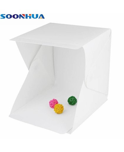 MyXL SOONHUA Vouwen Draagbare Mini LED Fotografie Lightbox Studio Achtergrond Knop Mount Fotografie Box voor Smartphone DSLR Softbox