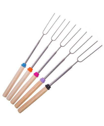 MyXL Ecloud Winkel Marshmallow Roosteren Sticks-Set Van 5 Telescopische Roestvrij staal Spiesjes-Perfect vorken voorHonden & Smores-Ex