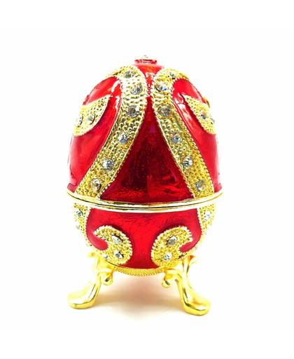 MyXL QIFUmode Pasen metalen ambachten geschenken rode Faberge ei trinket doos ei vormige sieraden doos voor vrouwen