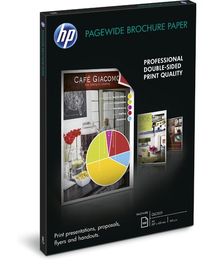 HP PageWide glanzend brochurepapier, 100 vel A3/297 x 420 mm papier voor inkjetprinter