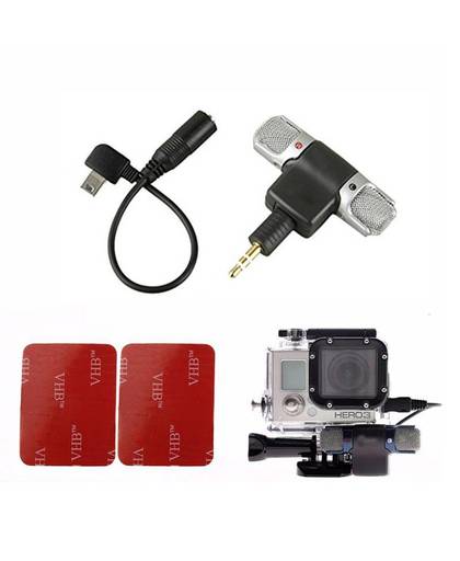 MyXL 3.5mm Externe Microfoon Mic met Adapter Kabel voor Hero 3 Hero 4 Accessoires Kit voor Hero zwart 4 + 3