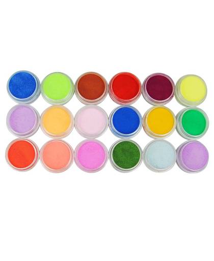 MyXL 18 Stks Mix Kleuren Acryl Poeder Stof Decoratie Set voor Valse Tips Manicure Nail Art Acryl Poeder Voor Nail