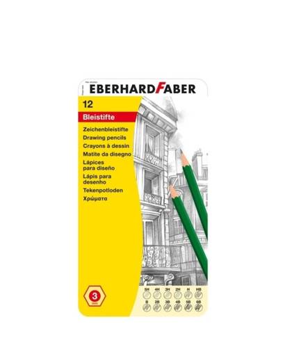 Eberhard Faber tekenpotloden 12 hardtegraden in bliketui