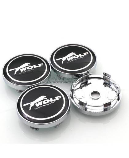 MyXL 4 stks/set Zwarte Wolf Logo 60mm Auto Wiel Center Hub Caps Emblem Badge Voor Ford Auto Accessoires
