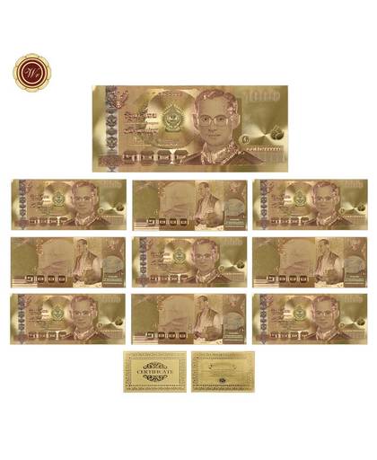 MyXL 24 K Gekleurde Thailand 1000 Baht Goudfolie Bankbiljet Dubbelzijdig Afdrukken, valuta Bankbiljetten Papier Geld Voor Collectie