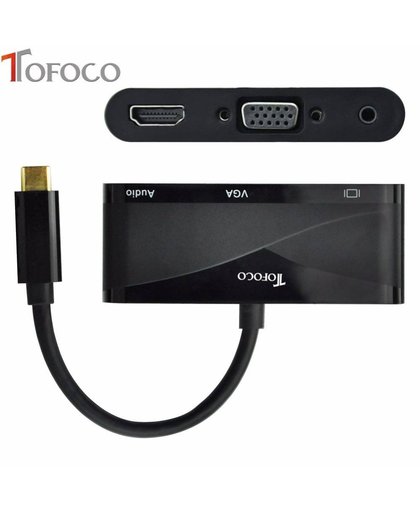 MyXL 4 K * 2 K 3 IN 1 USB-C naar HDMI VGA met Audio Adapter Thunderbolt 3 Poort Compatibel + USB 2.0 Converter Macbook Samsung S8   TOFOCO