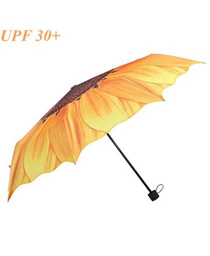 MyXL Redcolourful Kleuren Paraplu Regen Vrouwen 3D Zonnebloem 24 cm Drie Vouwen Winddicht Anti UV Parasol Zonnige Regenachtige vrouwen Paraplu