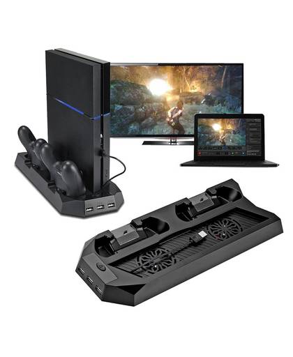 MyXL Koop Verticale Stand Koelventilator Voor PlayStation 4 Console Cooler Opladen Voor PS4 Koeler Met Dual Charger Poorten USB HUB   VODOOL