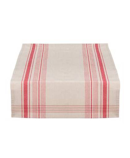 Clayre & eef tafelloper 50x140 - wit, rood - katoen, 100% katoen