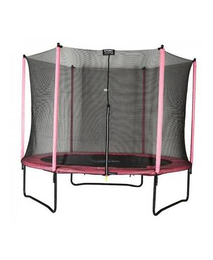 SPRING Trampoline 305 cm (10ft) met veiligheidsnet - Black Edition - roze rand