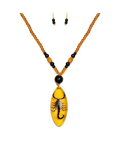 MyXL KiWarm Mooie Natuurlijke Insecten Amber Chinese Specialtie Scorpion Inclusie in Hanger Ketting Edelsteen Ornament Ambachten Geschenken