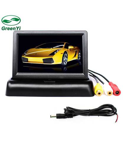 MyXL GreenYi 4.3 &quot;TFT Kleuren LCD Auto Parking Achteruitkijkspiegel Monitoren 4.3 inch Auto Opvouwbare Monitor Camera DVD VCR 12 ~ 24 V 2 Video-ingang