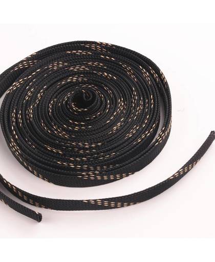 MyXL 10 M Black + Gold 15mm Diameter Draad Kabel Beschermen HUISDIER Nylon Gevlochten Kabel Mouw Hoge Density Sheathing Isolatie