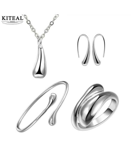 MyXL Fabriek prijs top kwaliteit Goud/zilver kleur regendruppel/Waterdrops sieraden sets ketting armband armband oorbel ring   KITEAL