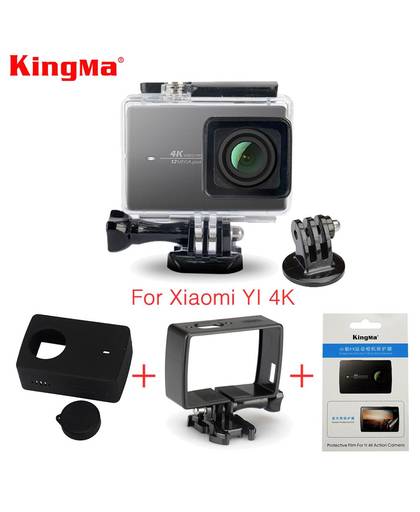 MyXL Kingma Waterdichte Case + Frame + Screen Protector Film + Siliconen Case + Lens Cover Xiaomi yi 4 K actie Camera 2 II Accessoires Kit