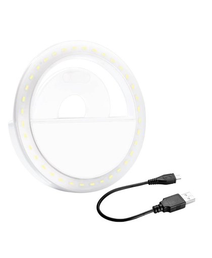 MyXL Neewer SRL-36 36 LED Clip-on Oplaadbare Selfie Cellphone ring Light Flash Verlichting met 3 Niveau Helderheid voor telefoon (wit)