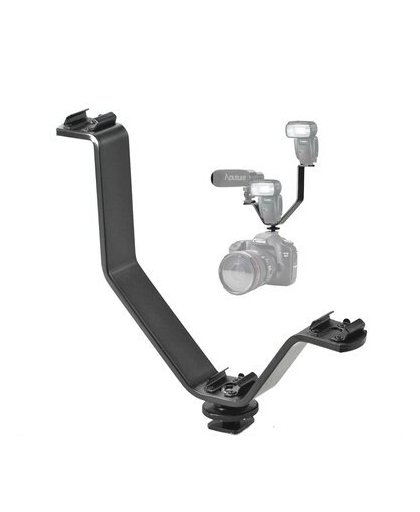 MyXL TripleShoe V Mount Flash Bracket voor Video Lampen Microfoons of Monitoren op Camera &#39;S en Camcorders